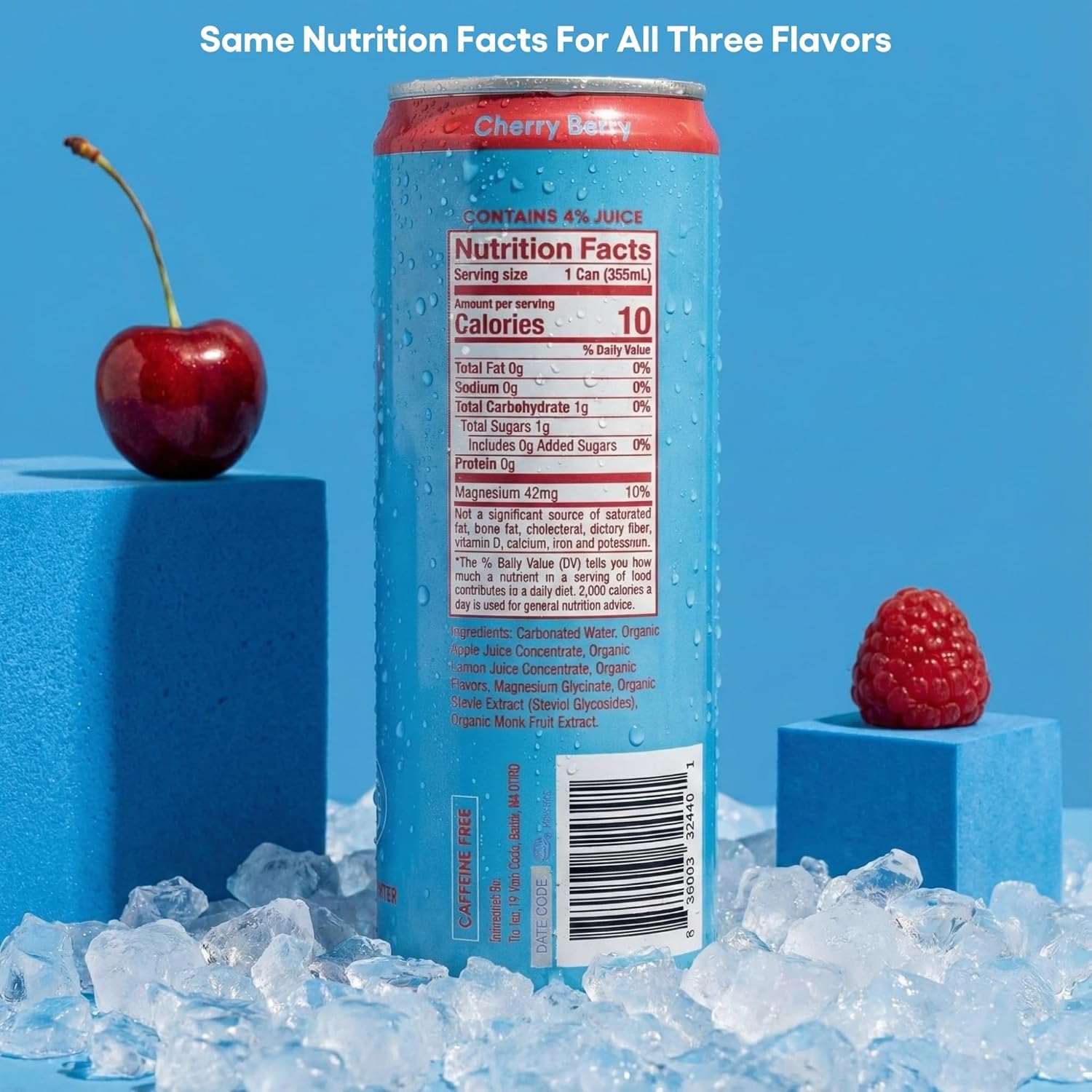 Tru Calming Drink Variety Pack, Magnesium Glycinate Sparkling Water with Real Fruit Juice, 3 Flavors, Caffeine Free, No Added Sugar, Keto, Vegan, Kosher, Gluten Free, 12 Fl Oz (Pack of 12)