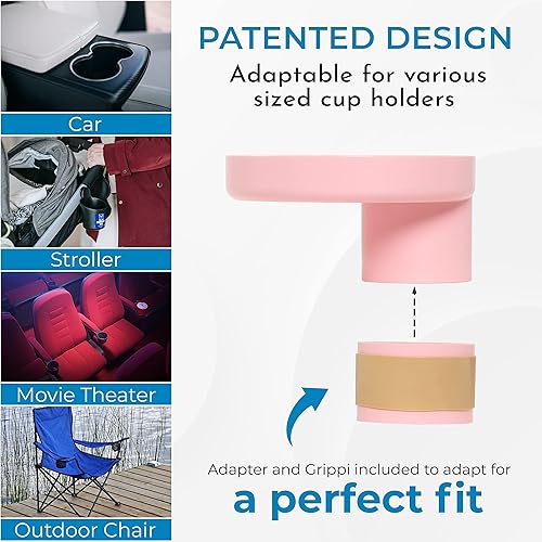 Miniatura 5 de My Travel Tray Round - Fabricado en Estados Unidos. Convierte fácilmente tu portavasos actual en una bandeja y portavasos para usarlo con asientos