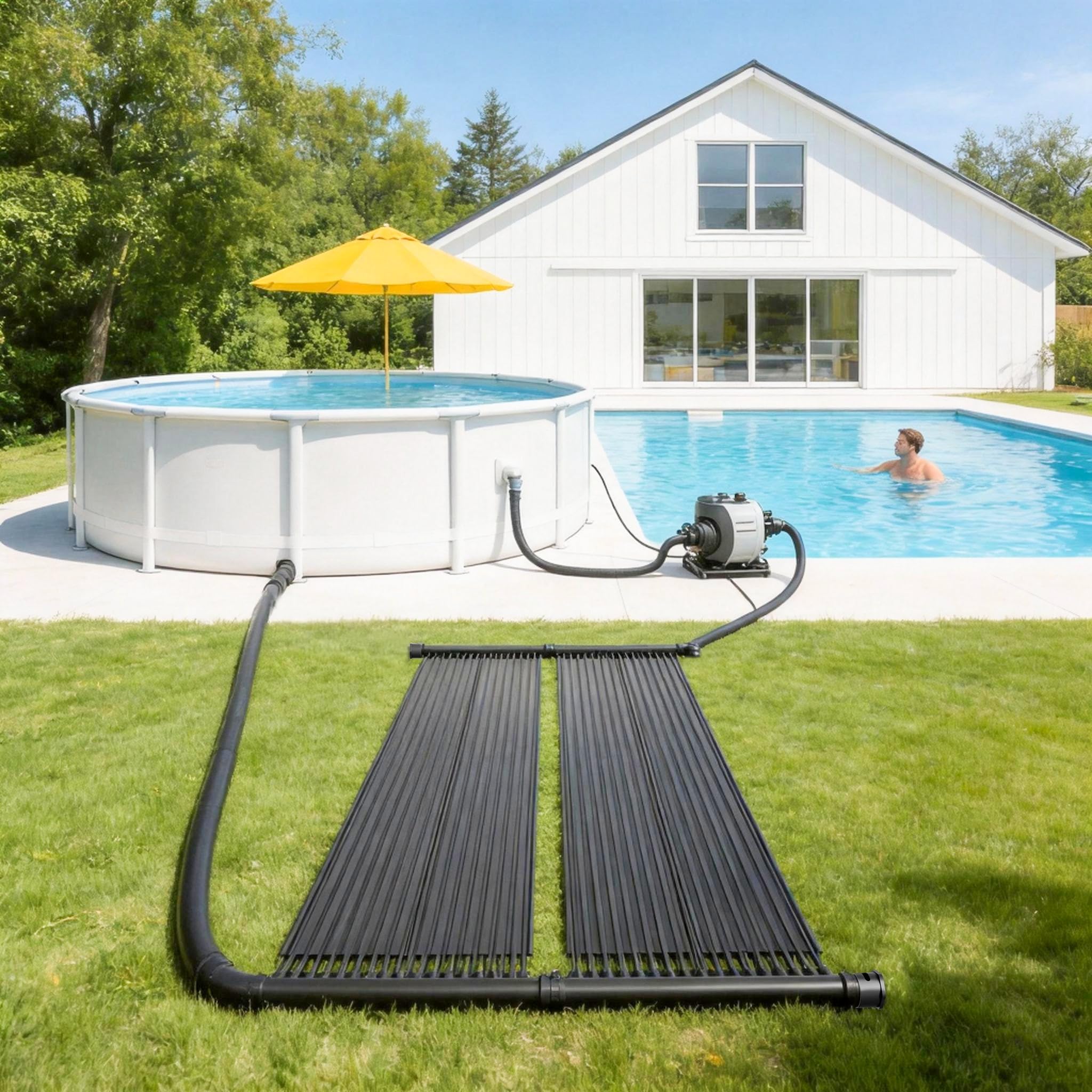 300 x 70 cm, colector solar de calefacción, calefacción solar negra, panel solar ampliable, calefacción solar para estanque, 2,1 m², alfombrilla solar para piscinas, piscina y agua caliente