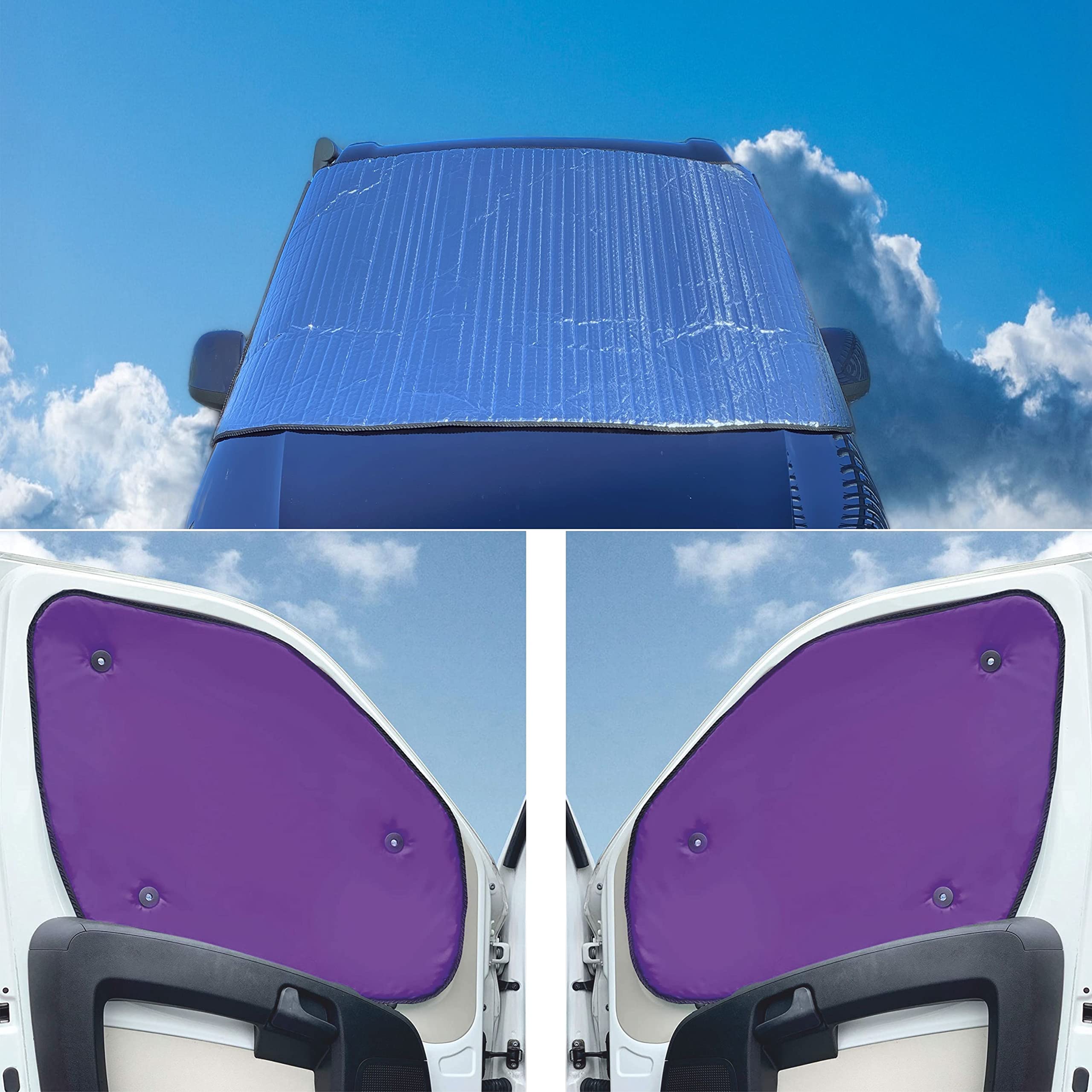 External Thermal Blinds To Fit Toyota Alphard (Years 2002 to 2008) With Purple Lining