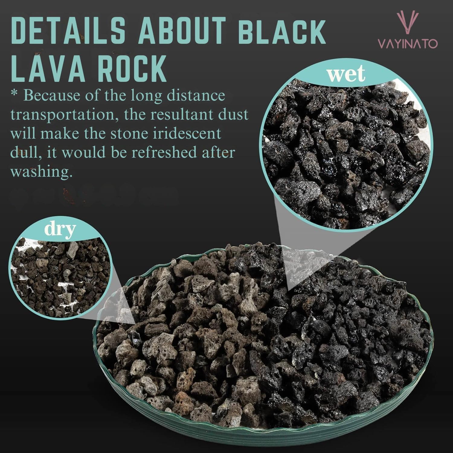 VAYINATO® 5-8 Mm (2 Kg) Natural Volcanic Black Lava Chips, Versatile Pebbles for Fish Tank Landscaping, Succulent Planters, Vase Filler & Garden Accents, Indoor Outdoor Gas Fyre Pits Fyreplaces - Image 6 thumbnail