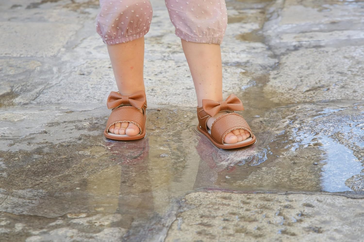 JOYEBUY Infant Baby Girl Sandals Summer Outdoor Casual Beach Shoes with Flower Bowknot Anti Slip Rubber Sole Newborn Toddler Prewalker First Walking Shoes