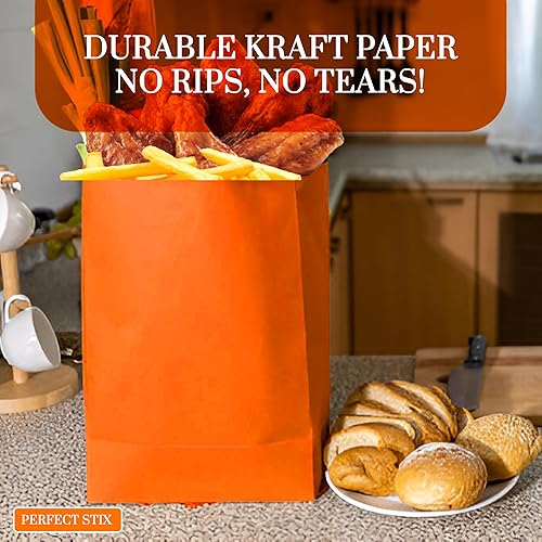 Miniatura 7 de Bolsas de papel naranja, paquete de 50 unidades de 4 libras