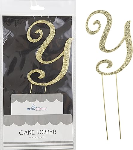 Miniatura 5 de Mega Crafts Decoración para tartas con diamantes de imitación dorados brillantes y cristales brillantes y aleación de metal duradero, ideal para