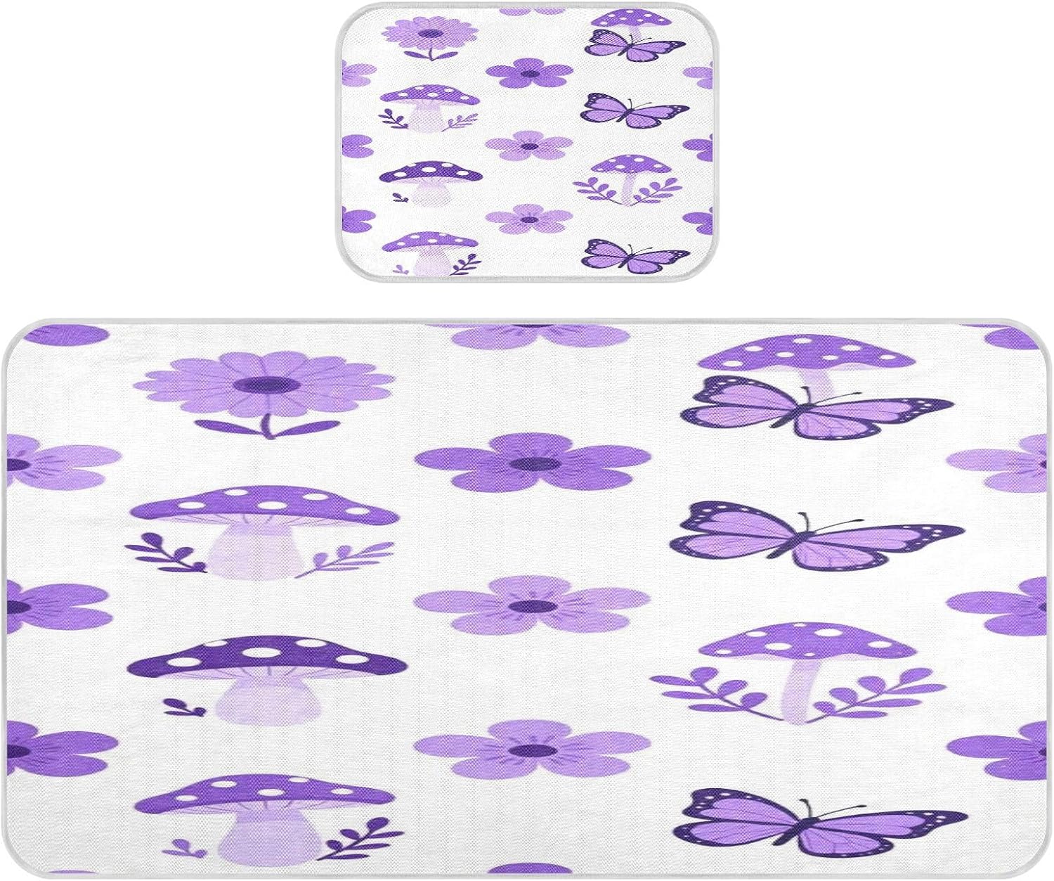 Cooling Baby Mattress Protector 28" x 52" Reusable Lilac Flowers Butterflies Mushrooms Pads for beds for Baby&Toddler