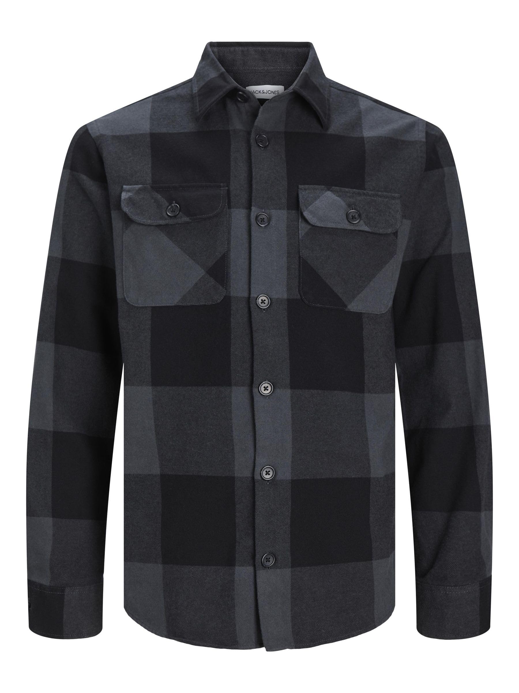 JACK & JONES Jjedarren Buffalo Overshirt Ls Noos, Asphalt, XL