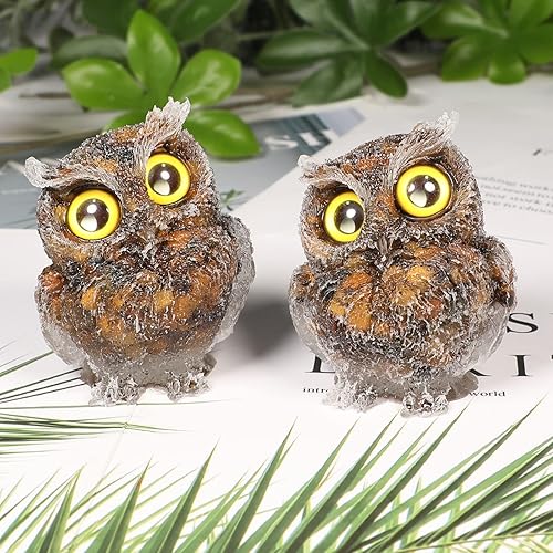 Miniatura 4 de SUNYIK Estatua de bolsillo de cristal tallada en piedra de ojo de tigre, búho y pájaro, figuras de animales de piedra pulida, decoración