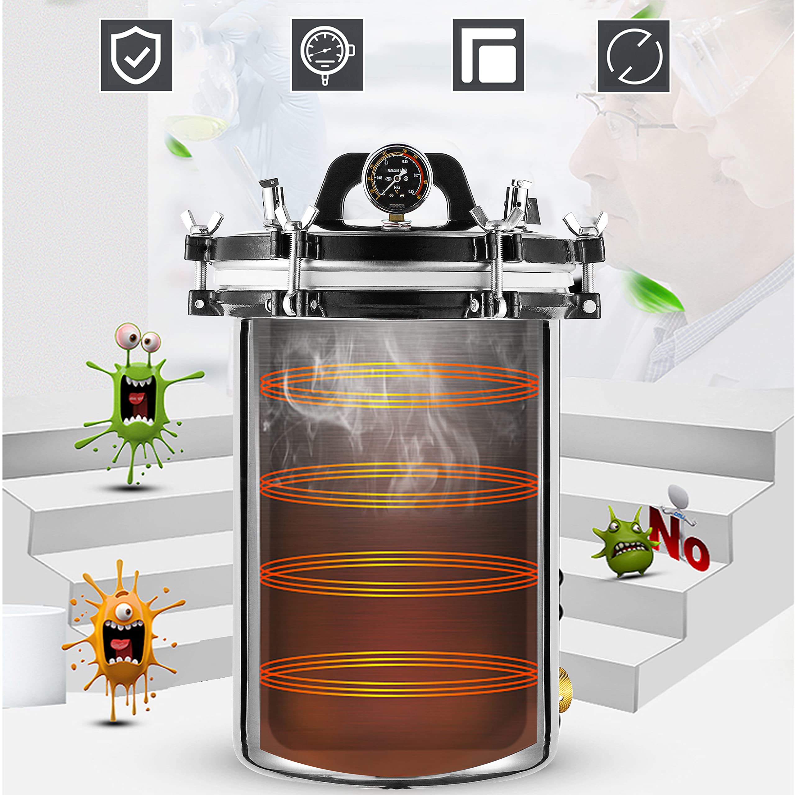 Huanyu 24L Autoclave Esterilizador de alta presión esterilización vaporizador dispositivo de desinfección