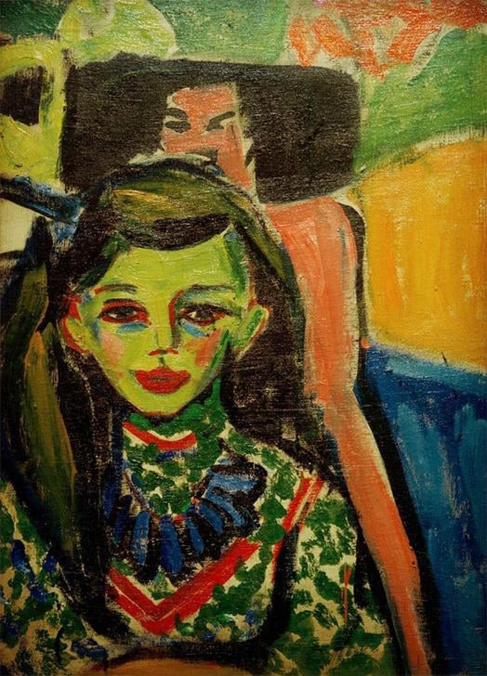 POSTERIIk Famous Modern Artwork Art Mural Self-portrait As a Soldiern by Ernst Ludwig Kirchner Oil Paintings Pictures for Home Decor 60x90cm