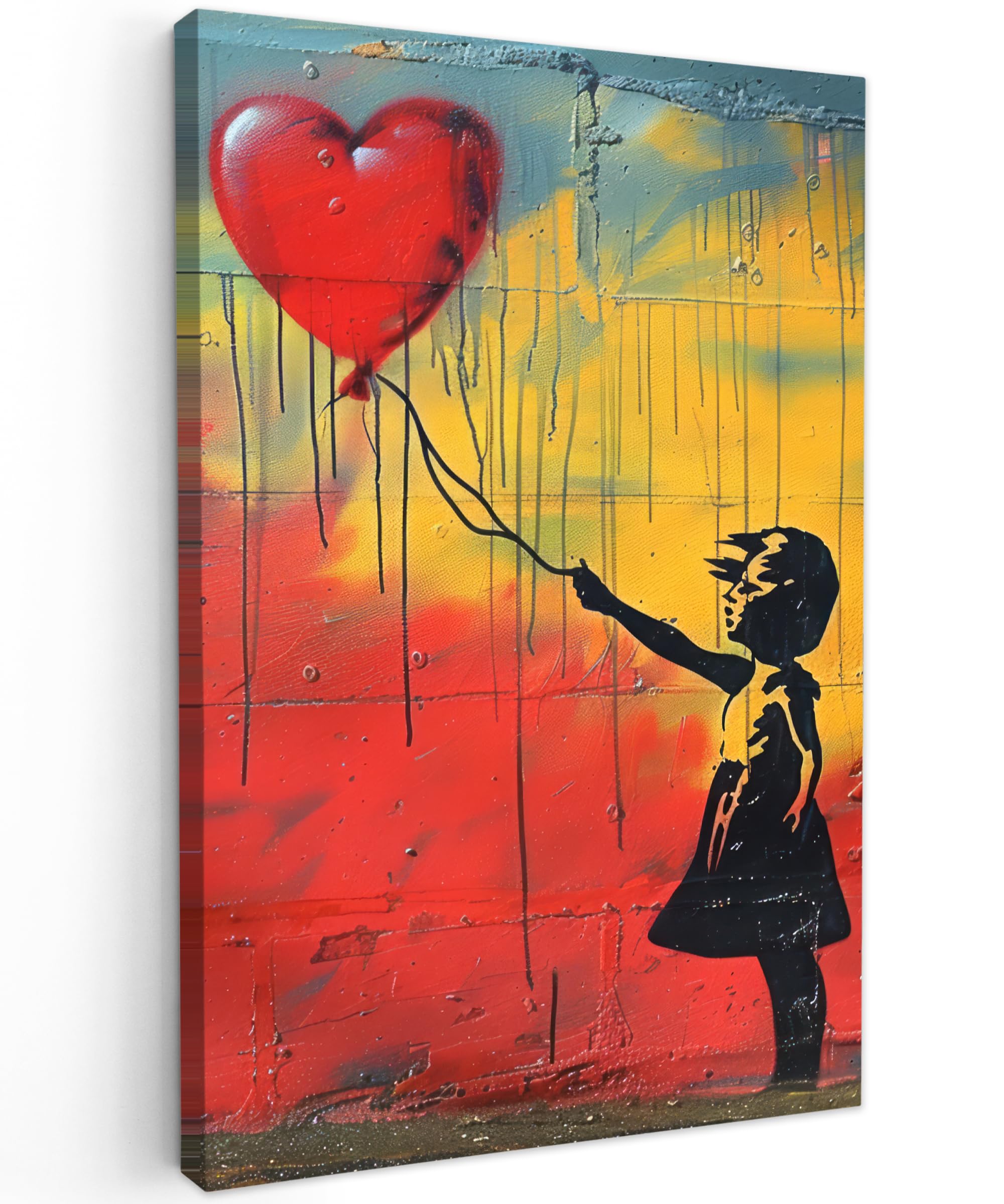 MuchoWow© Canvas Wall Art Work 16"x24" / 40x60 cm House Decoration for Living Room Home Decor Pictures Walls Banksy - Art - Graffiti - Girl - Street art
