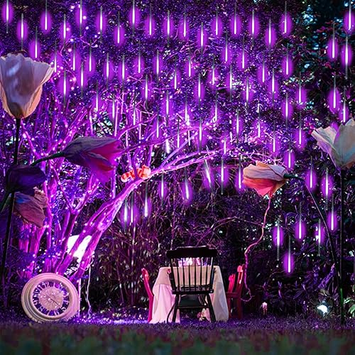Zezuxy Luces de Navidad para exteriores luces de lluvia de meteoritos decoraciones de Navidad luces de lluvia que caen luces de lluvia de 12