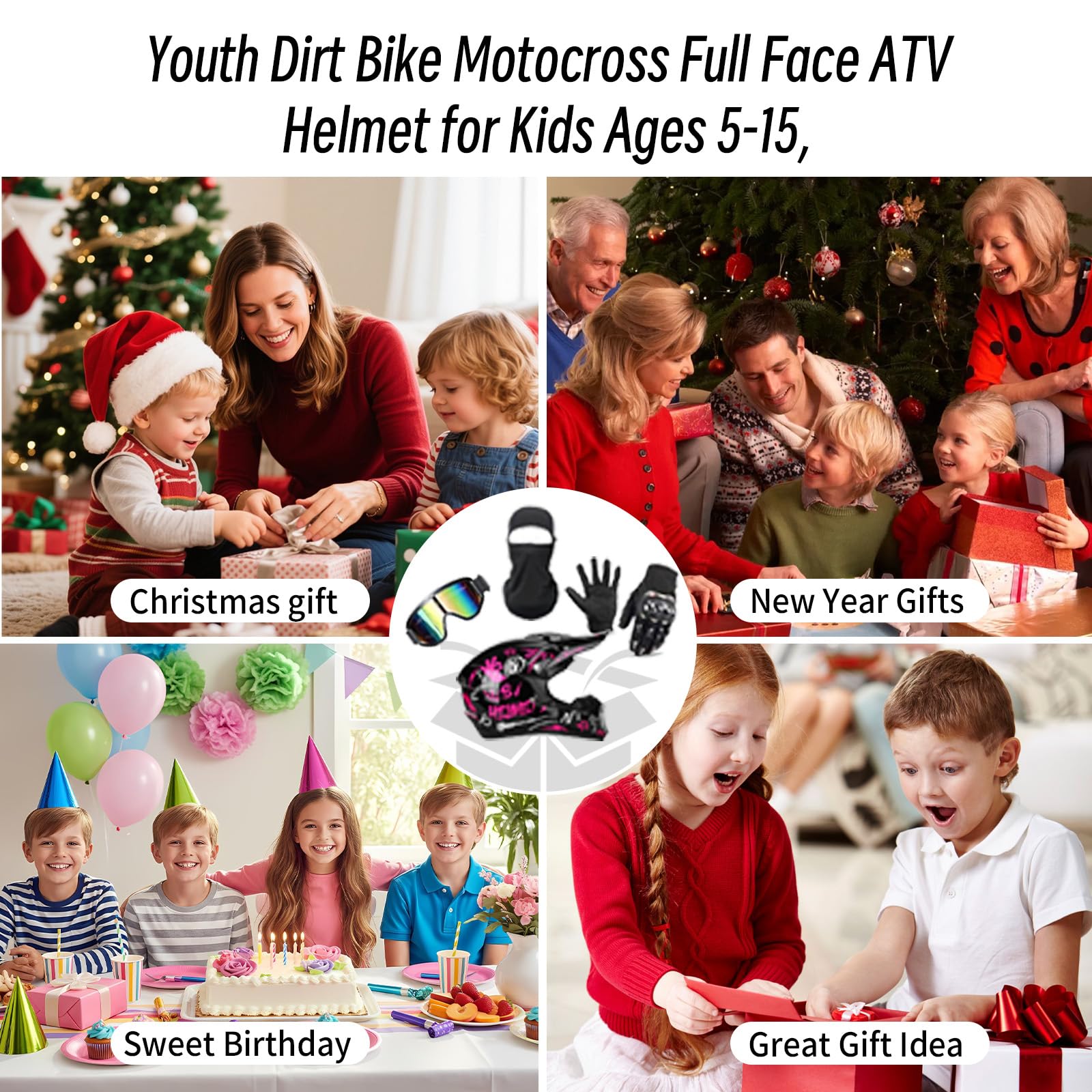 Crosshelm Kinder 5-15jährigen, MTB Downhill Motorradhelm, Mit Brillen Maske, Damen Herren Fullface Motocross Helm, Fürs Motocross Verwendet, Sondern Auch Für Quad- Und ATV-Fahrten