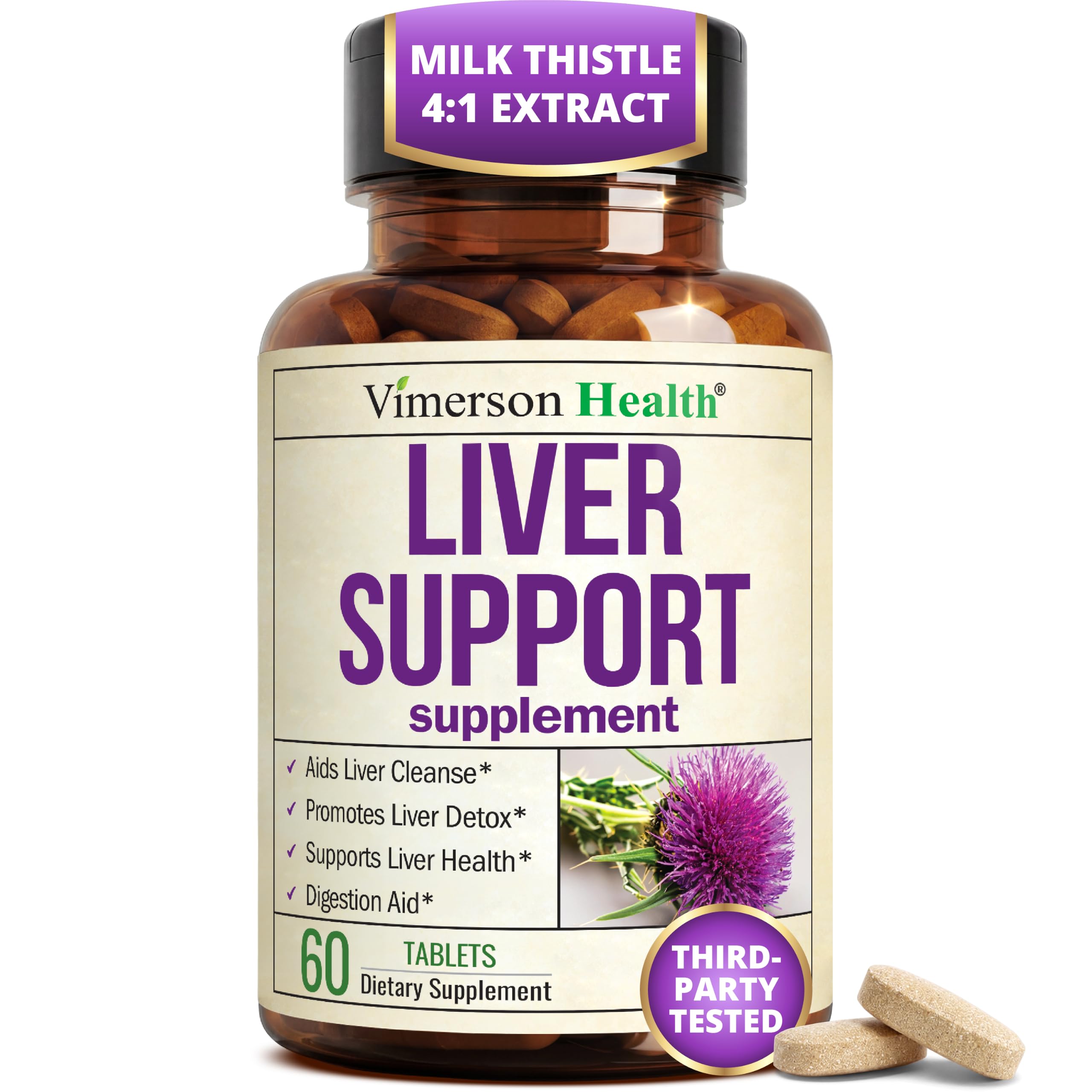Liver Support – Liver Cleanse Detox & Repair Milk Thistle Supplement 60 Tab 60 Count Tablets (Pack of 1)