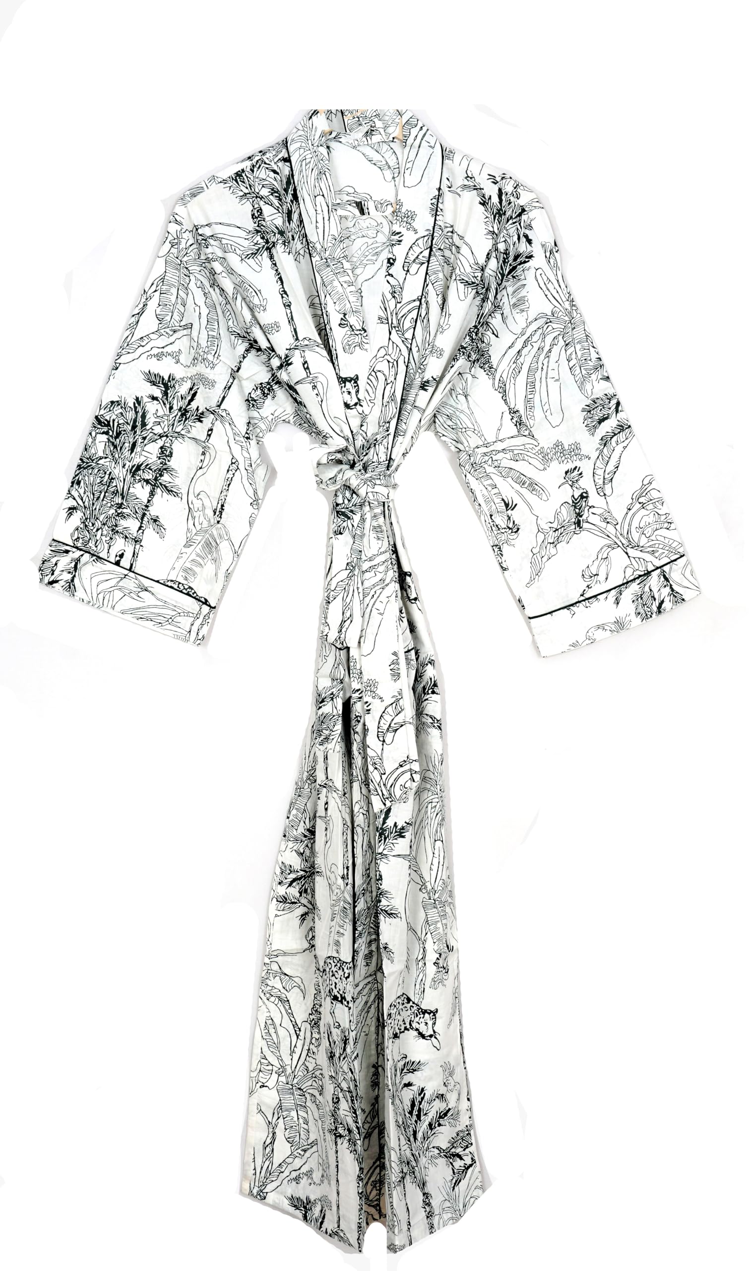 Pure 100% Cotton Robe For Womens Bathrobe Dressing Gown Long sleepwear Free Size Kimono