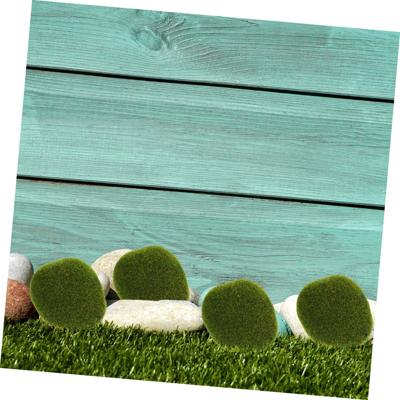43pcs Imitation Moss Stone Decor Set Lifelike Mossy Stone Adornment Micro Landscape Props for DIY Floral Arrangements Garden and Home Decoration