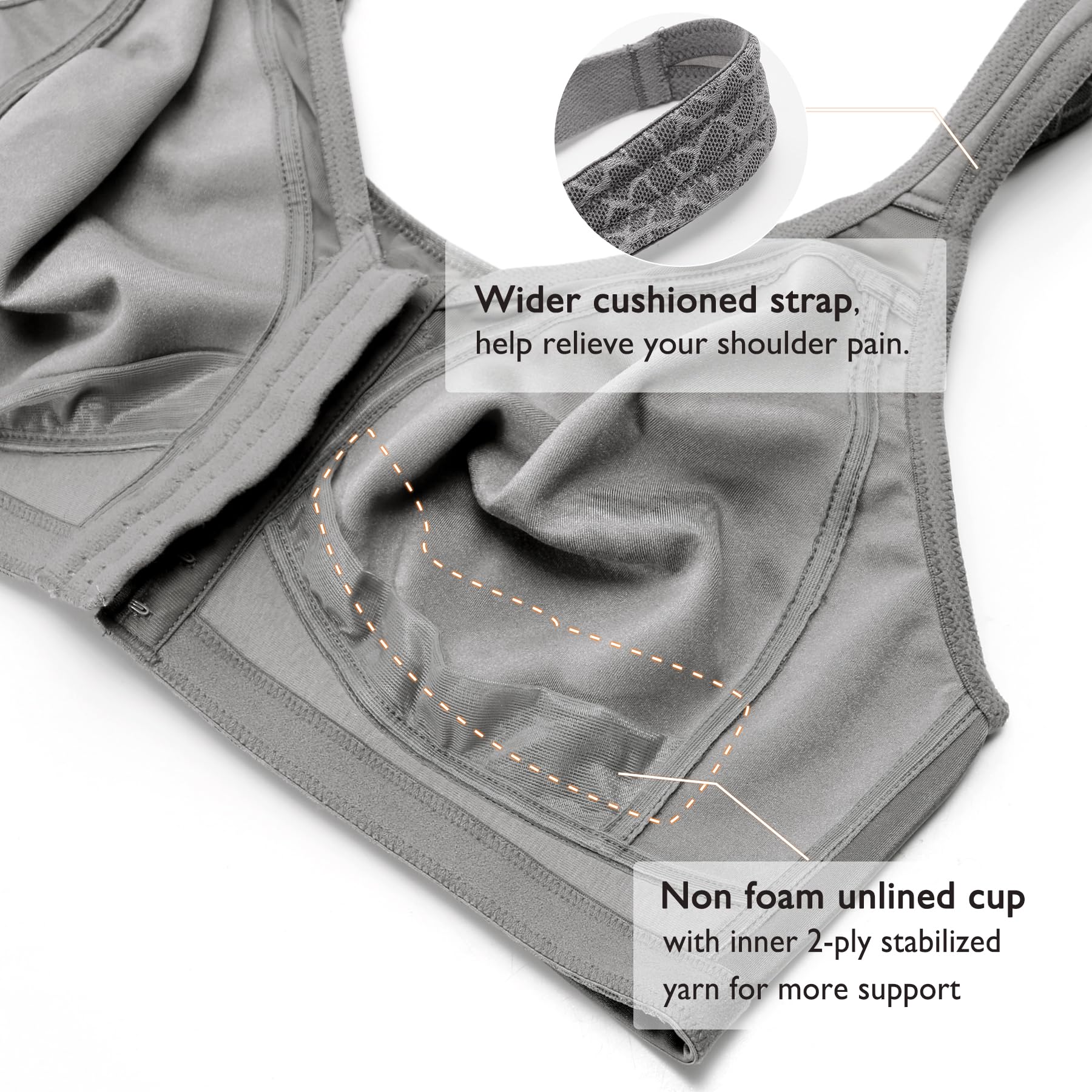 DotVol Femme Soutien-Gorge correcteur de Posture Overture Avant sans Fil Minimiseur réducteur Bra Confortable