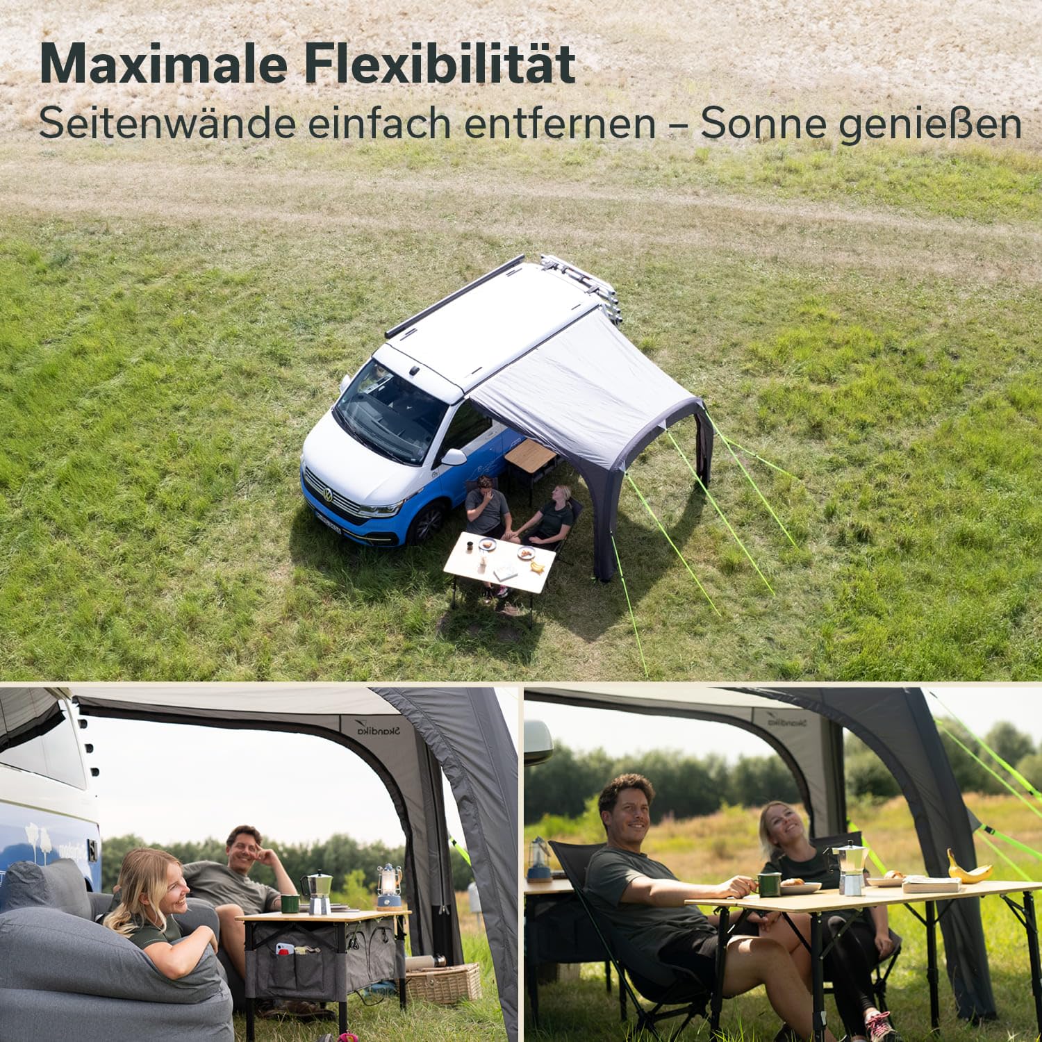 Skandika Seitenwände für Vika Air Van 260 Vorzelt | Seitenwand für Vordach, Caravan Tarp, Sonnensegel, Sonnendach, UV 50+, 3000 mm Wassersäule | für Wohnmobil, Wohnwagen, Camper, Bus
