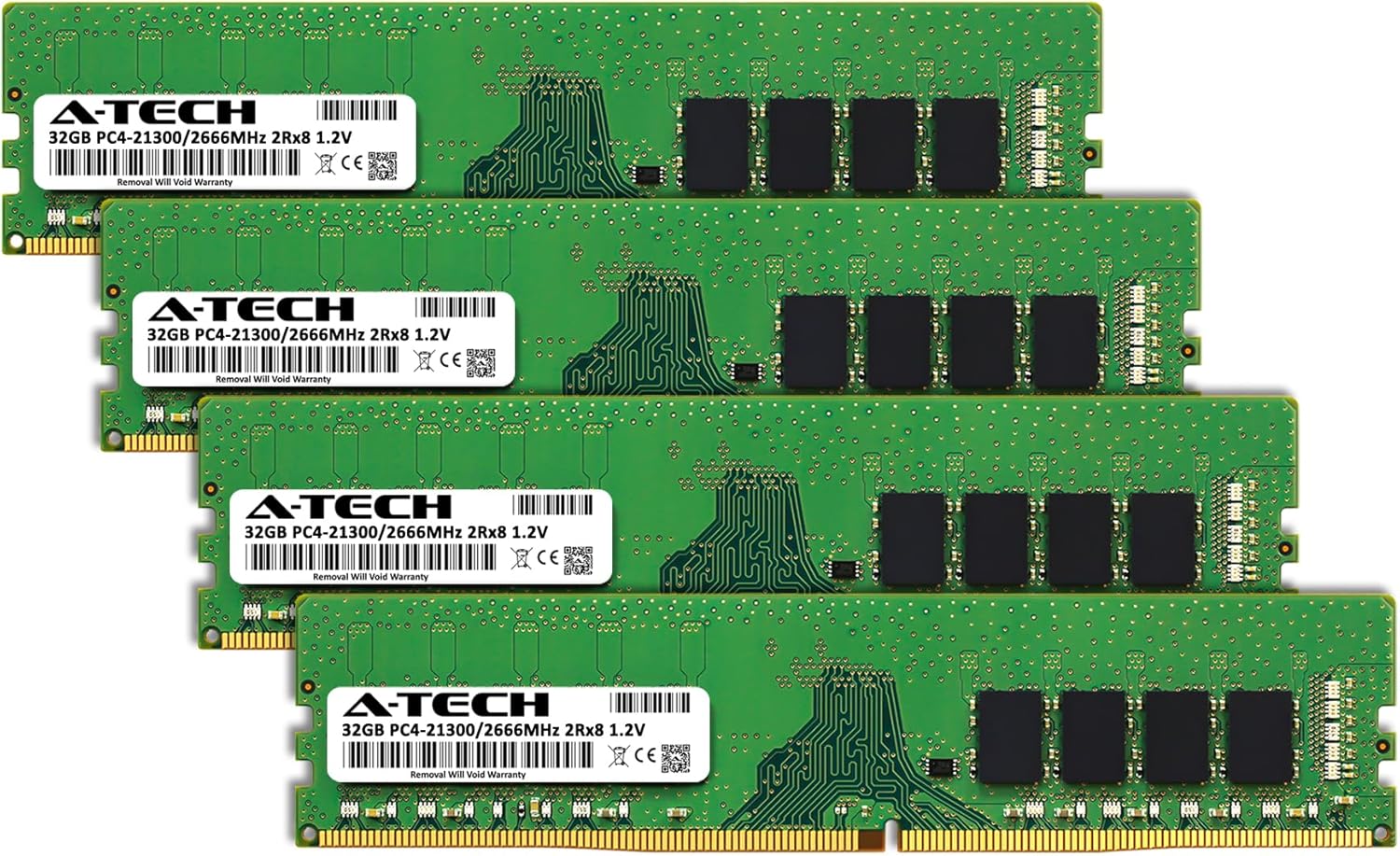 A-Tech 128GB Kit (4x32GB) RAM for Dell Alienware Area-51 R4, Area-51 R5 Gaming Desktop | DDR4 2666MHz PC4-21300 DIMM 2Rx8 1.2V 288-Pin Non-ECC UDIMM Memory Upgrade