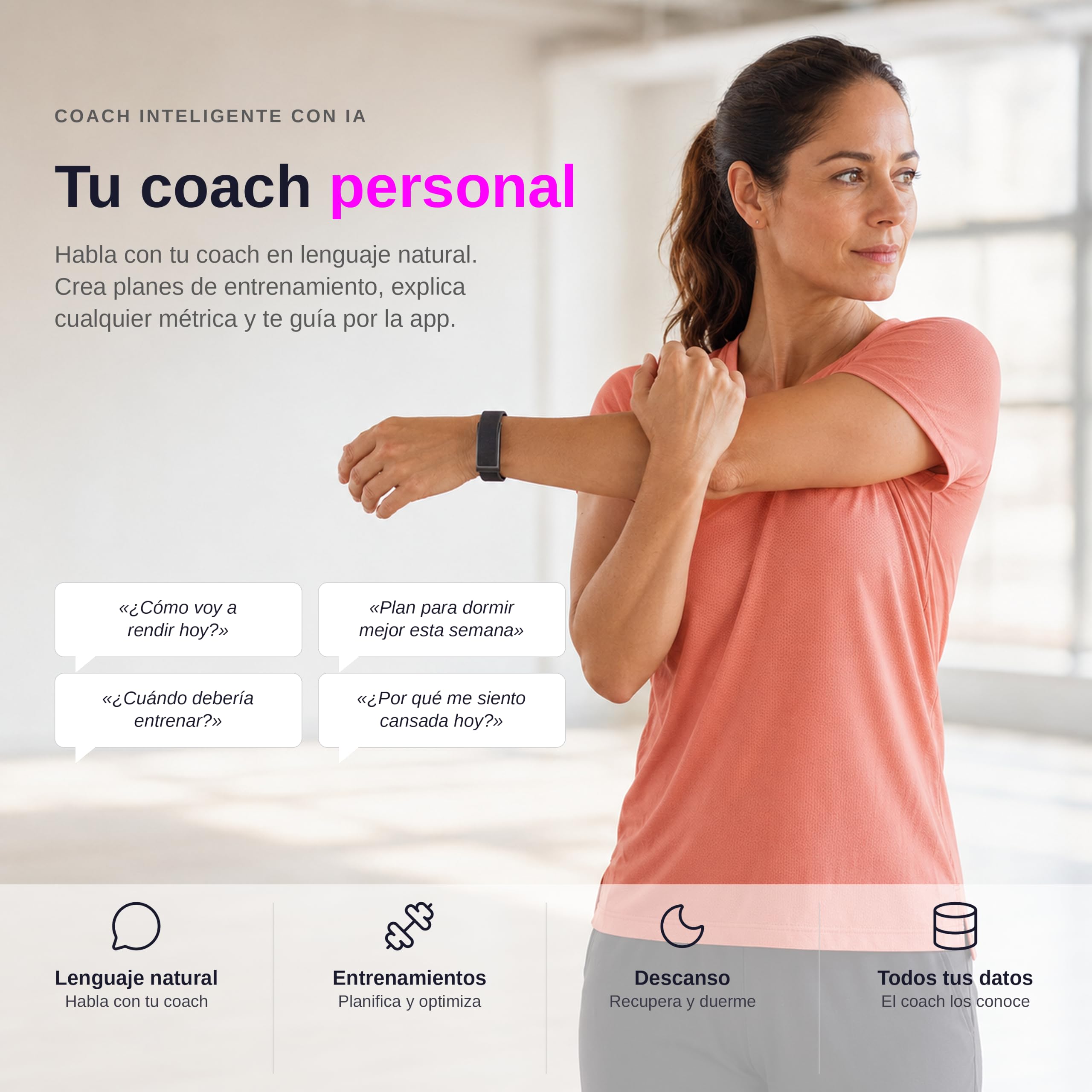 Sense Pro Smart Band sin Pantalla Hombre Mujer, Ciclo Menstrual y Menopausia, Modos Deportivos, Coach IA, HRV SpO2 24/7 y Sueño, IP68, 7 Días Batería, Sin Suscripción, Negro