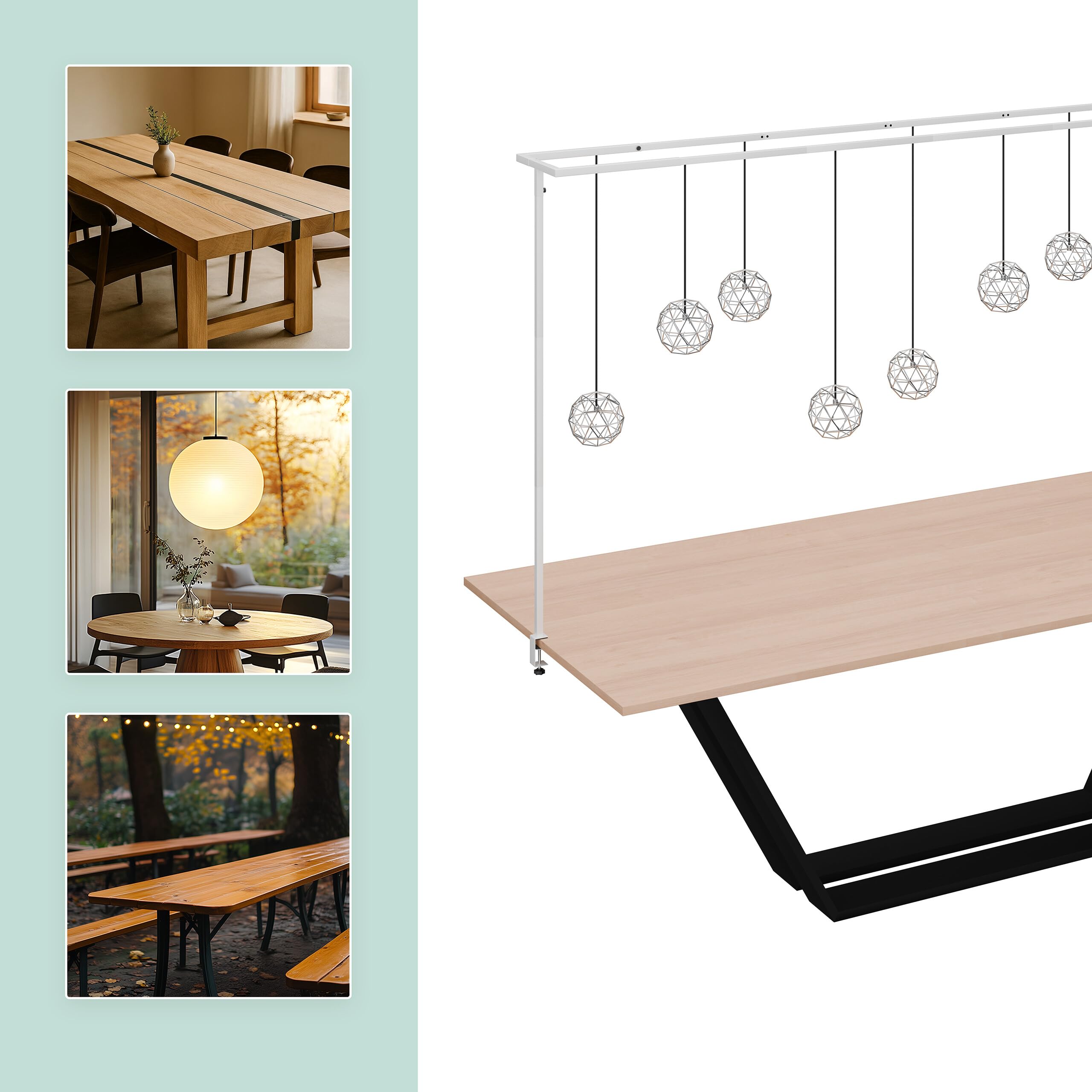 Relaxdays Arche de Table Extensible en métal Blanc, H : 78,5-118 cm, L : 102-260 cm, avec 2 tiges et Support de décorati