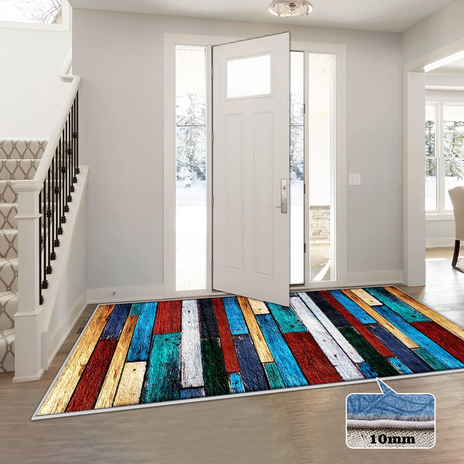 Dywaniki do przedpokoju, kuchni, chodnik, mata antypoślizgowa, z gumowym spodem, 120 x 320 cm, wytrzymała, do wnętrz, nadaje się do prania, chodniki do przedpokoju, niskie runo, długi dywan