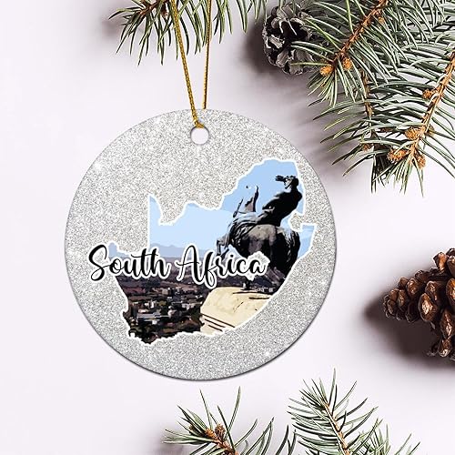 Miniatura 5 de Christmas Round Ornament South Africa Lands Ceramic Keepsake Visitor Souvenir 3 Inch with Gold String Hometown City Pride Home Decorations Christmas