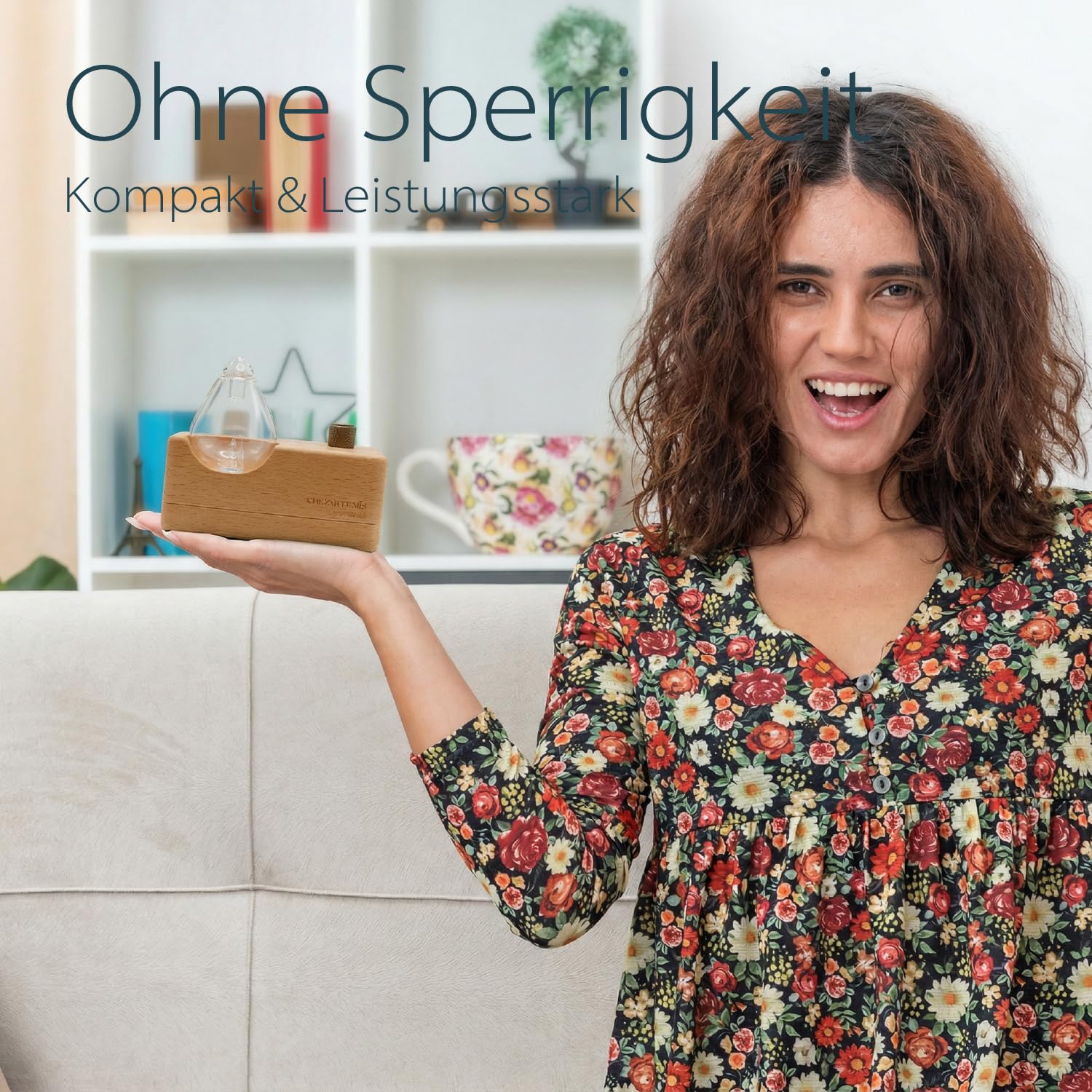 Watedrop Aroma Diffuser Kabellos, Wasserloser Diffusor für Aromatherapie, Elektrischer Duftöl Vernebler aus Glas & Holz, Tragbare Ätherische Öle Duftlampe für Große Räume Yoga Büro, Leise & Aufladbar