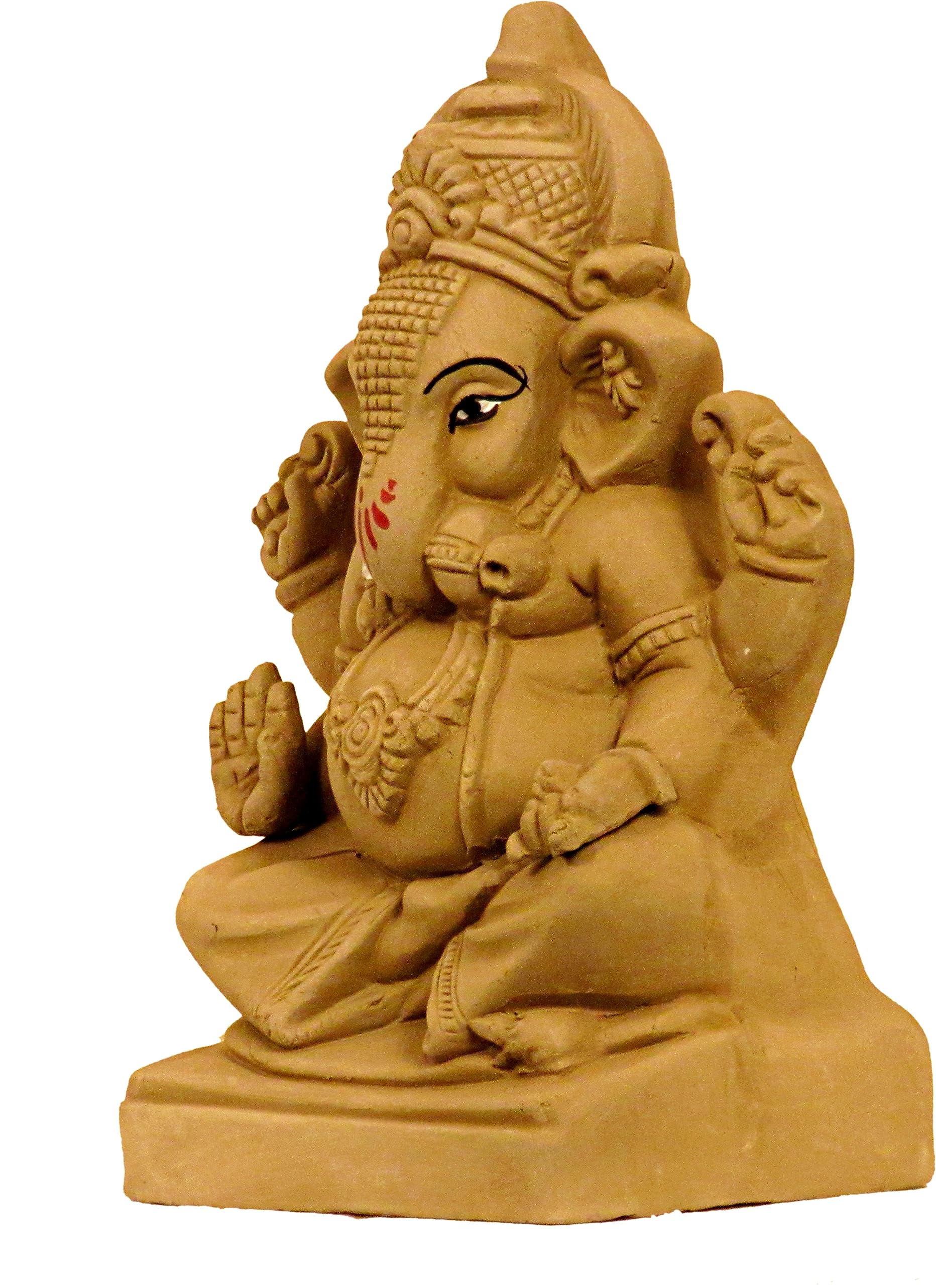 Suninow 100% Eco Friendly Clay Ganesh murti for Ganesh Chaturthi 7.4 Inch | Water Soluble | Ganesh Chaturthi Idol | Clay Ganesha Idol (Gi1) (Gi19), Multicolor
