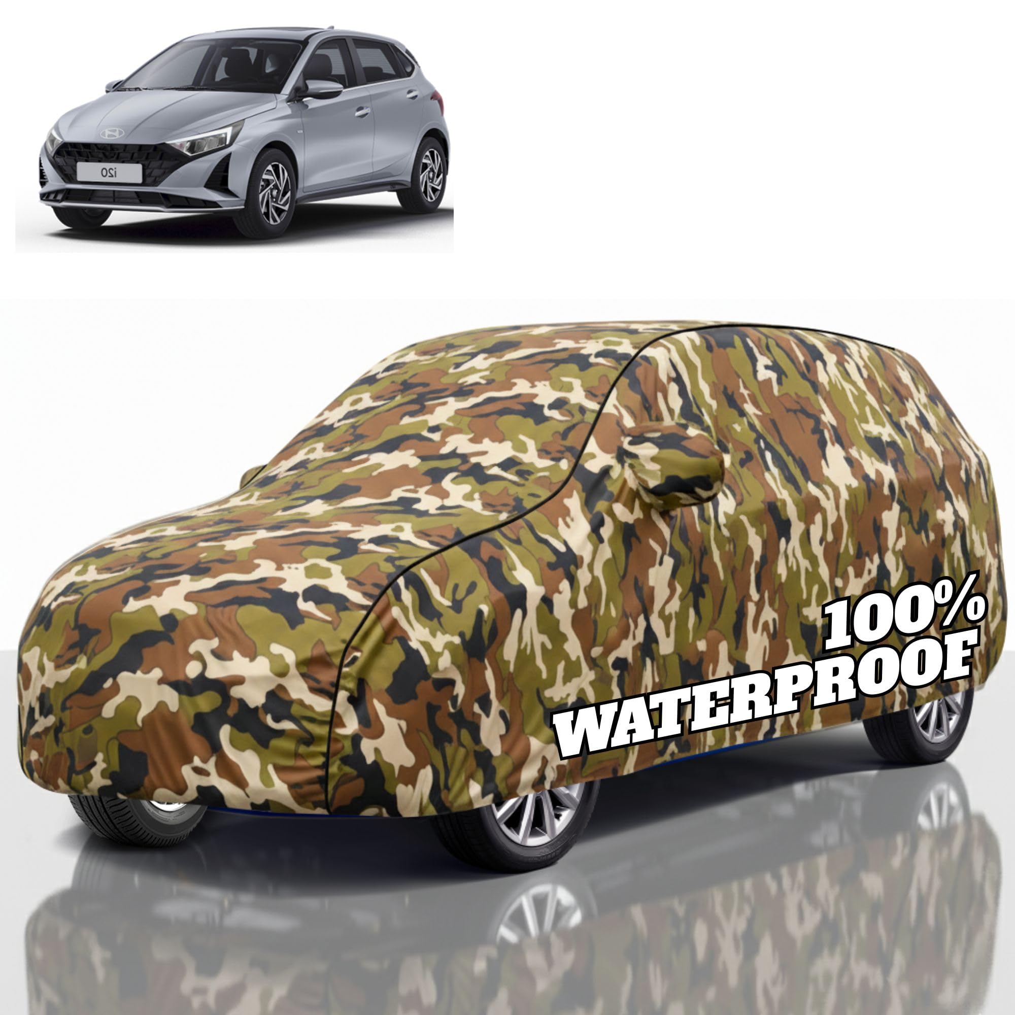 Premium Polyester Car Cover i20 All-Weather Protection from Rain, Dust &amp; Sun | UV Resistant Fabric | Full Body Secure Fit for Outdoor &amp; Indoor Parking Jungle