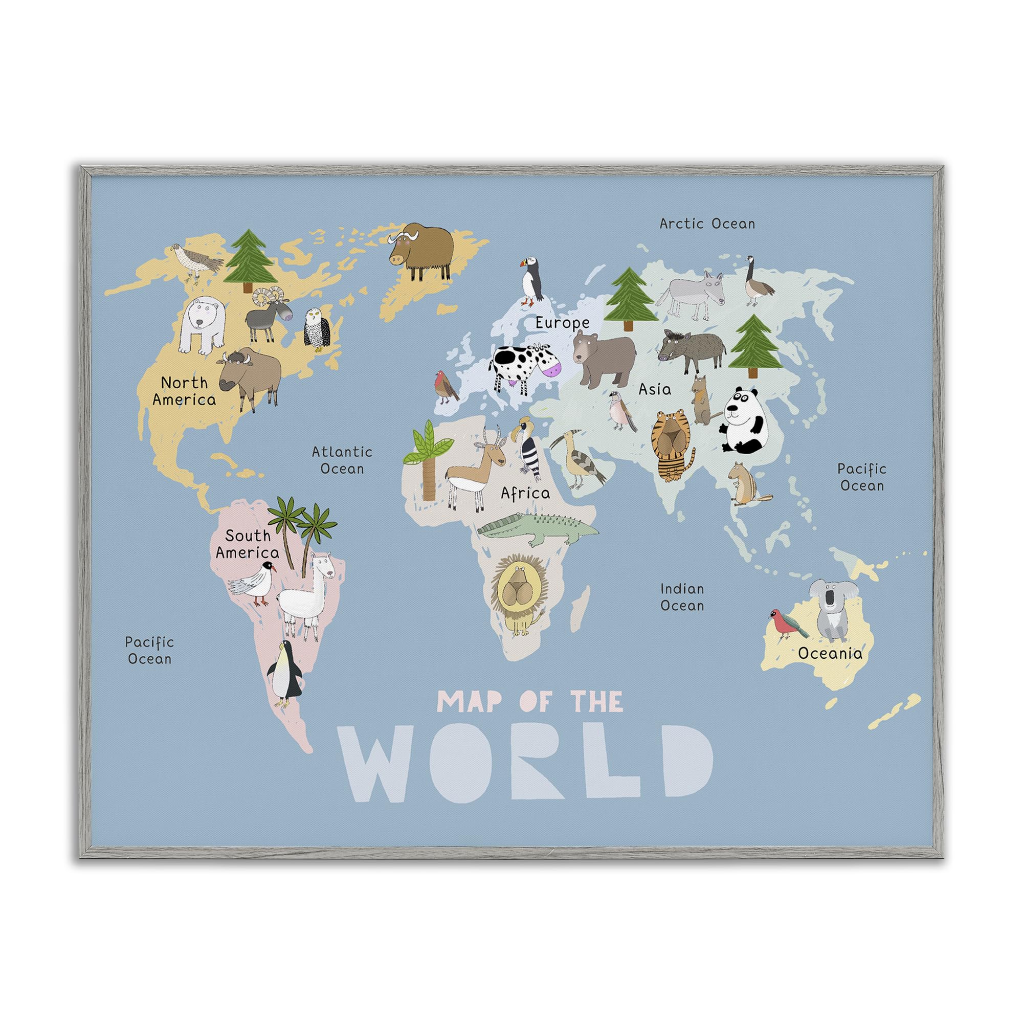Carte du monde pour enfant idéale pour décorer la chambre ou salle de jeux