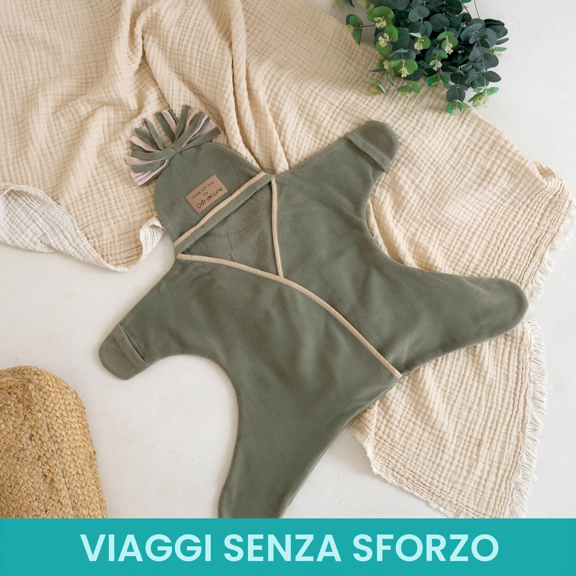 Clair de Lune Star - Coperta in pile per neonati, 6-12 mesi, colore: verde salvia
