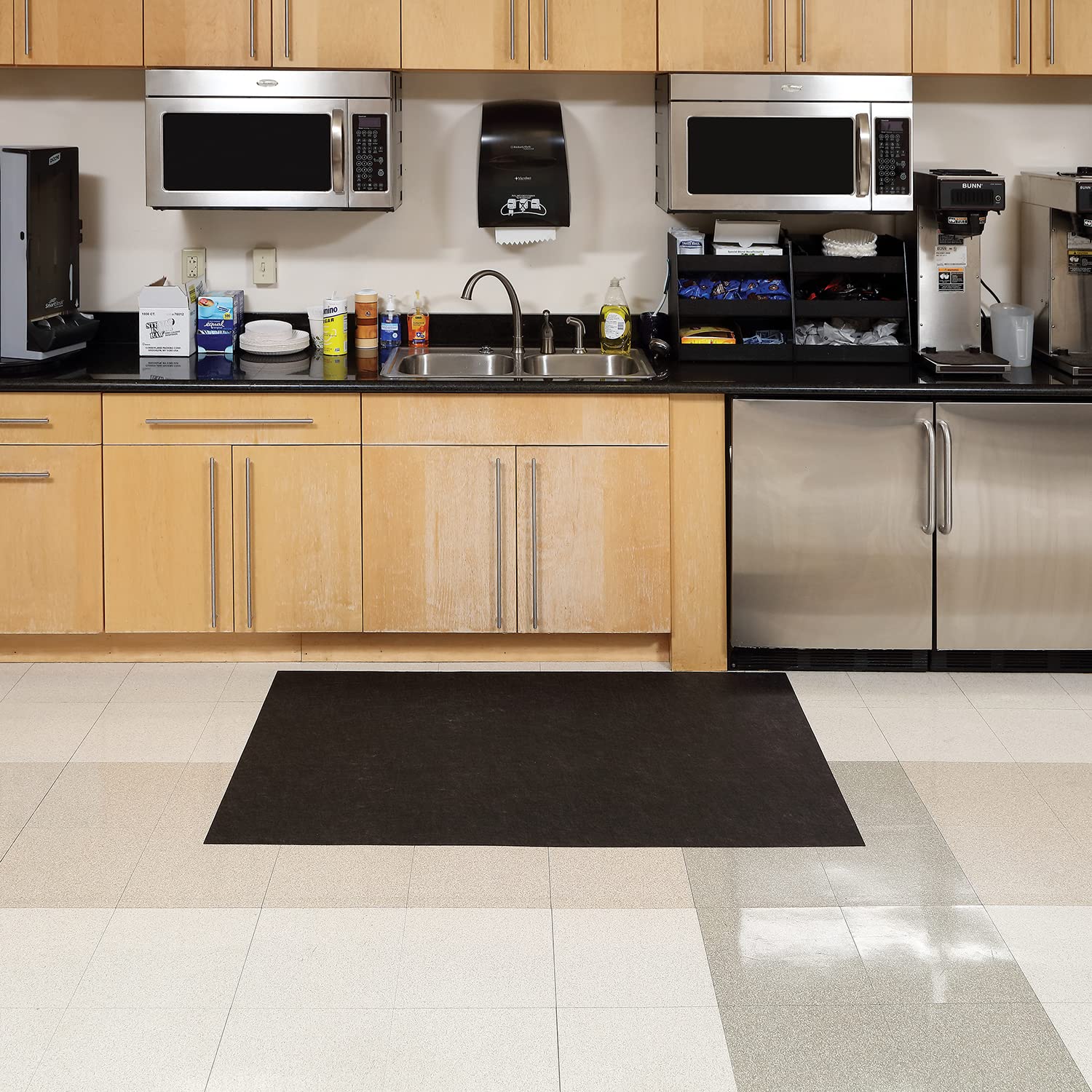 PIG Grippy Floor Mat | Adhesive-Backed Floor Mat | (10) Pre-Cut 3' x 5' Floor Mats | Black | GRP36202-BK