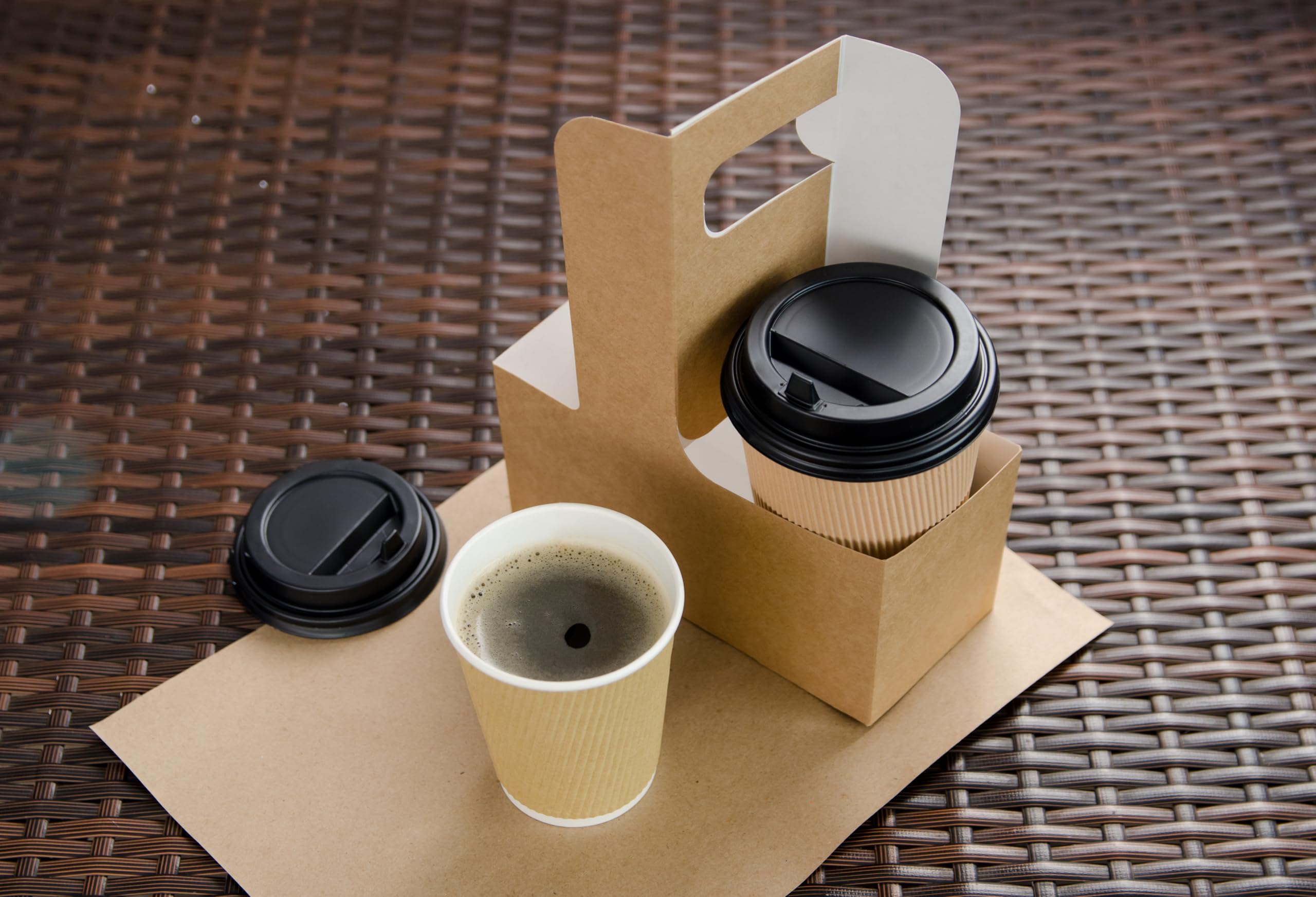 2 Cup Kraft Cardboard Beverage Carrier (Pack of 10) - Durable Drink Carriers for Hot or Cold Beverages - Perfect for Party Favors, Gift Baskets, Food Delivery Service, Door Dash, Uber Eats
