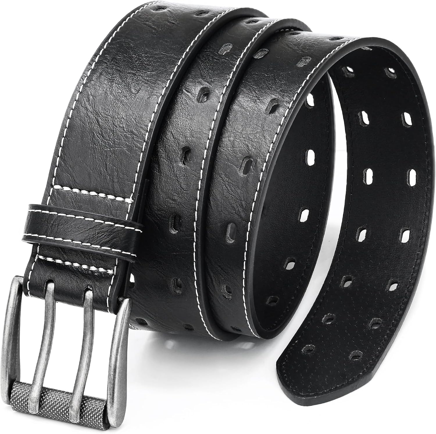 Mens Classic Double Prong Belt, Casual Heavy Duty Work Belts