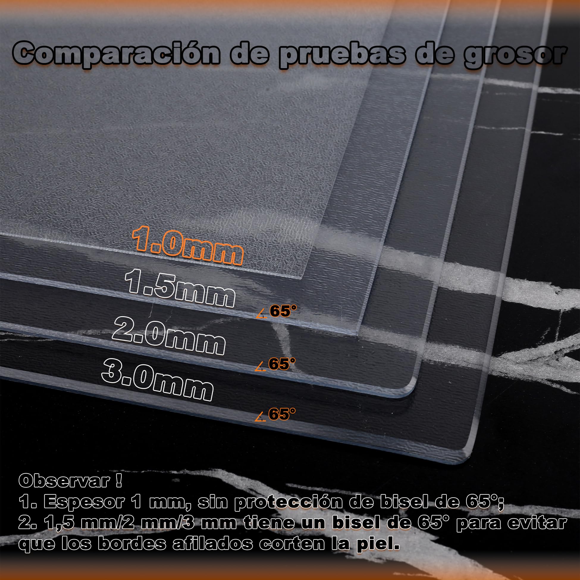 96cm Mantel Transparente Redondo 65°- Borde Biselado丨Protección de la Piel丨Protector Mesa Transparente Esmerilado se Puede Reutilizar Mantel Hule para Barra de Bar/Mesa de Cerveza, Esmerilado 1mm
