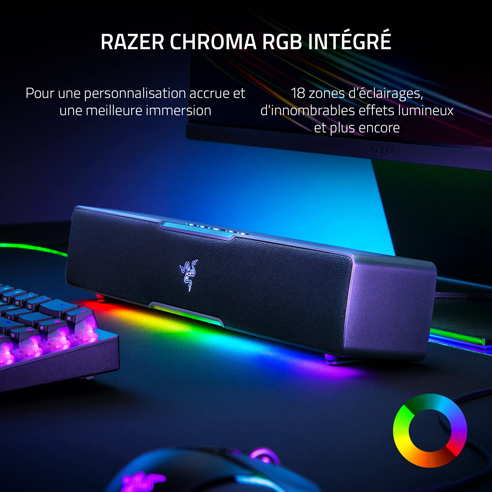 Razer Leviathan V2 X - Barre de Son de Gaming pour PC (avec Haut-parleurs Large Bande, Format Bureau Compact, Alimentation et Transmission Audio par USB Type-C, Bluetooth 5.0) Noir