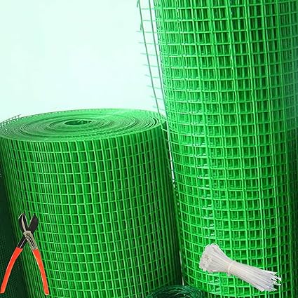 Ur Little Shop Welding Wire Garden Fencing Iron Net With Pvc Coating, Green