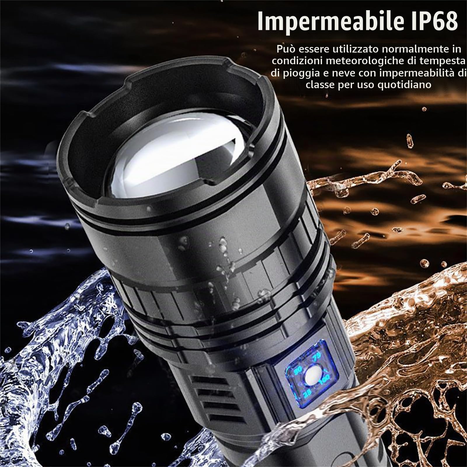 Torce Ad Alto Lumen, Potenti Torce Tattiche, Torcia A LED A 5 Modalità Zoomabile, Impermeabile, Luce Flash Portatile Per Emergenze, Campeggio, Escursionismo