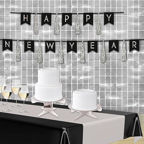 Miniatura 4 de Beistle 2 cortinas cuadradas de plástico metálico con flecos para fotos para fiesta de cumpleaños, recepción de boda, celebración de graduación,