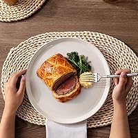 Vista 6 de AmorArc Ceramic Dinnerware Sets, Handpainted Plates and Bowls Set with Rustic Terracotta Underside, Scratch Resistant Stoneware Dishes Set