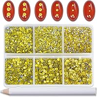 Vista 114 de Bymitel Hotfix - Gemas redondas de diamantes de imitación de cristal para manualidades, mezcla de 6 tamaños con kit de lápiz de cera, negro