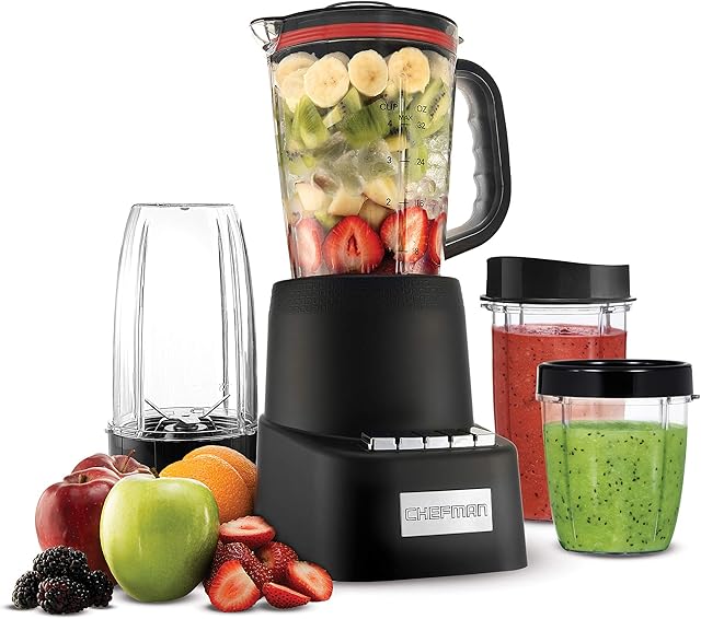 Chefman 700-Watt Blender, High-Powered Food Blender for Smoothies, Soups, and More, Large Capacity Jug Blender, Easy-to-Clean, Perfect for Home Use, Black