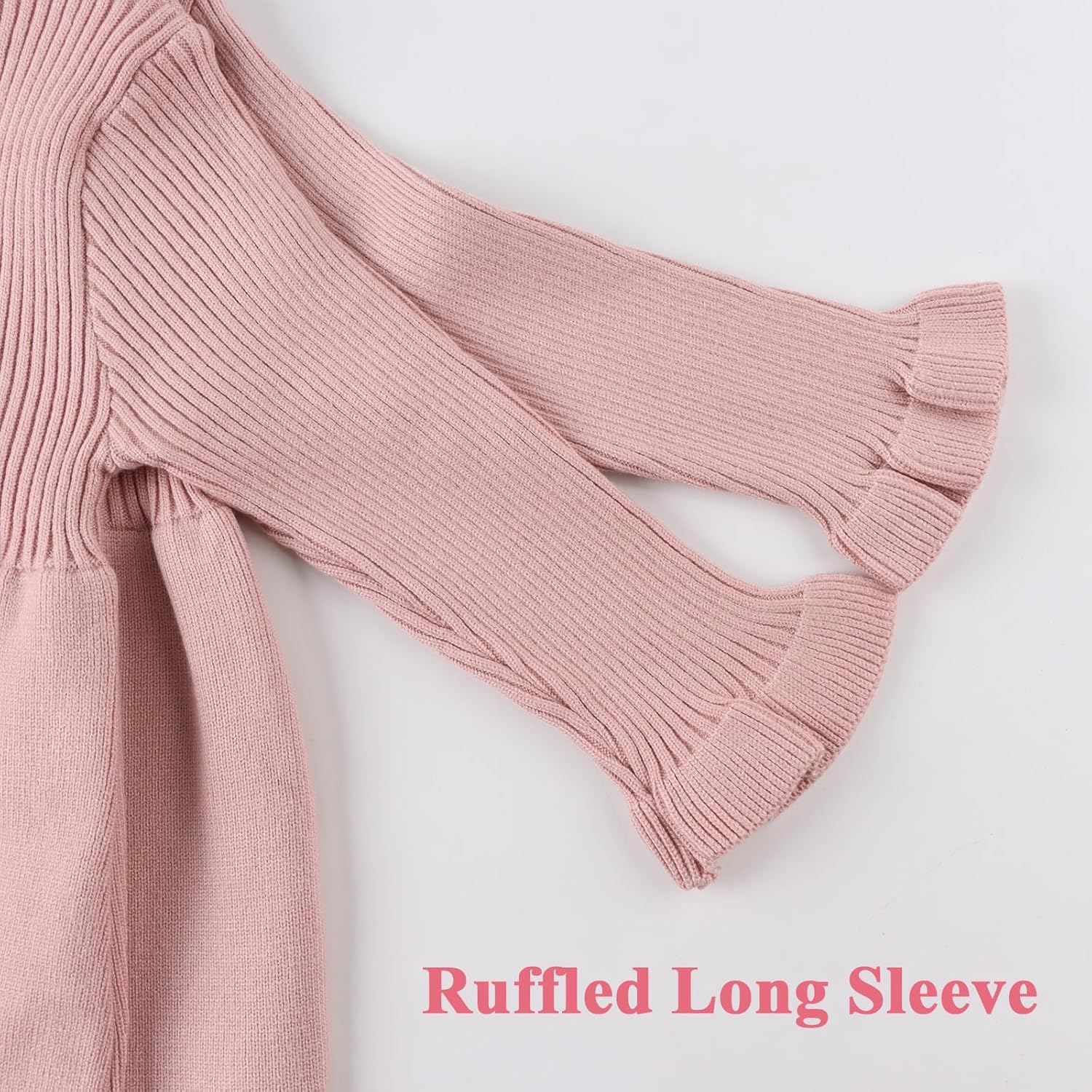 Baby Girls Sweater Dress Toddler Long Sleeve Knit Dresses Little Girl Ribbed Knit Ruffle Clothes Fall Winter - Image 5