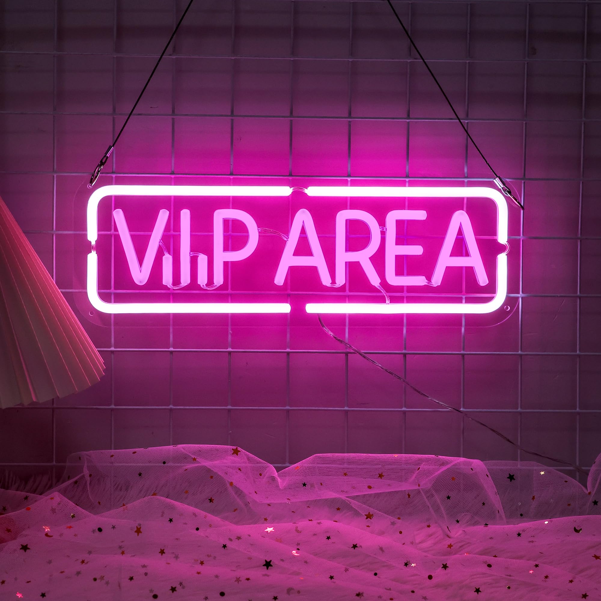 MinIeoh VIP Area Neon Sign, USB Powered VIP LED Light Signs for