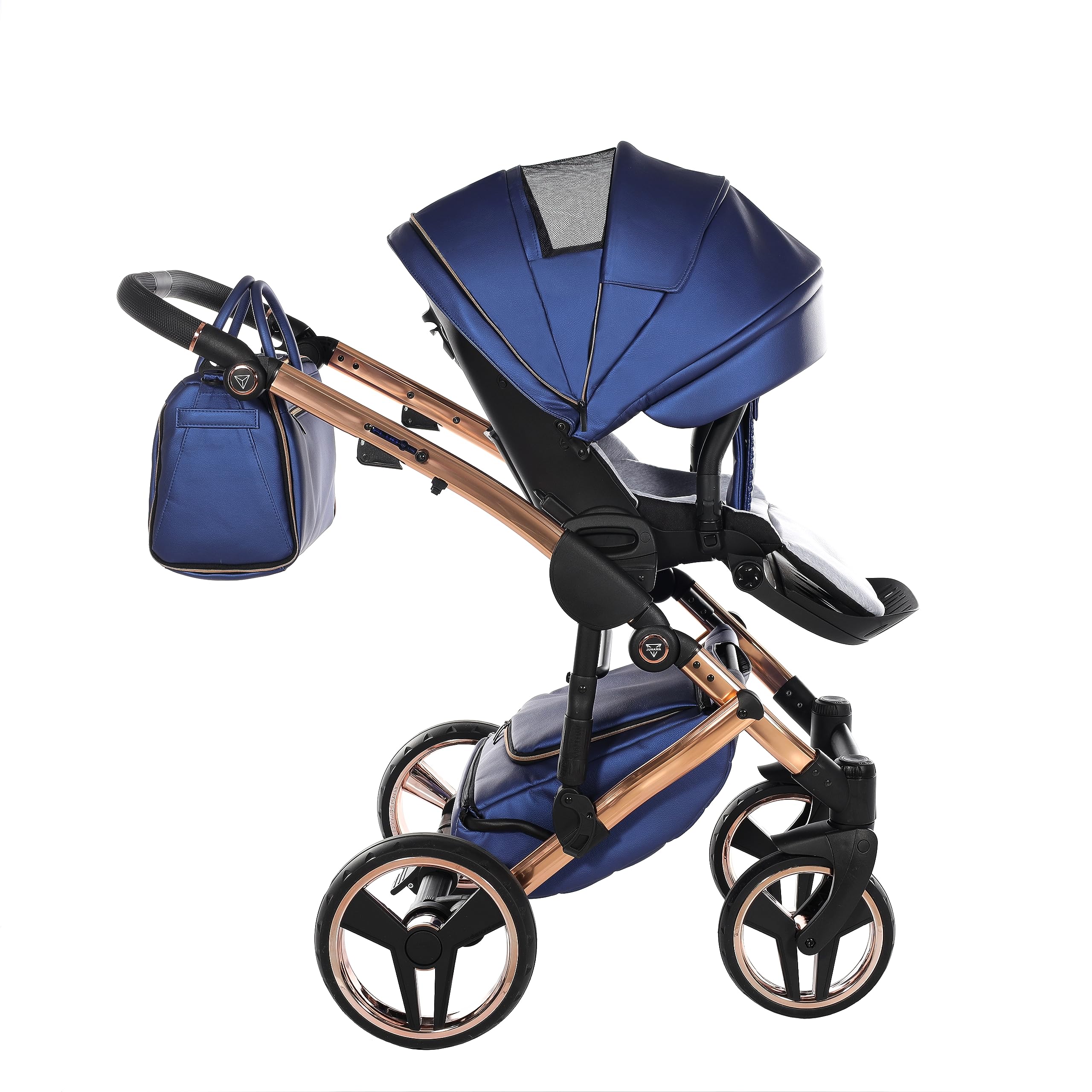 Junama Passeggino TRIO Diamond Fluo 01 Blu e Rame - 2in1 3in1 4in1 + ombrellino (2 in 1 con Adattatori)