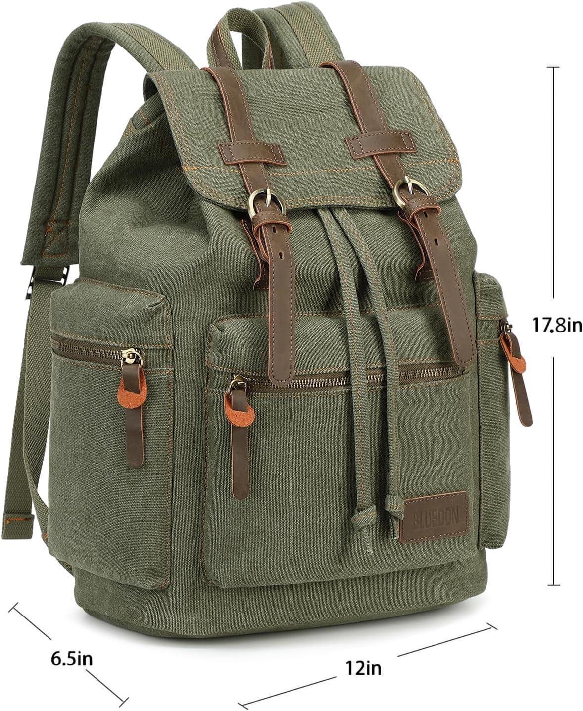 Bluboon Vintage Backpack Leather Trim Casual Bookbag Men Women Laptop Travel Rucksack