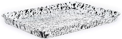 Enamelware Jelly Roll Pan, 16.25 x 12.5 pulgadas, salpicadura negrablanca