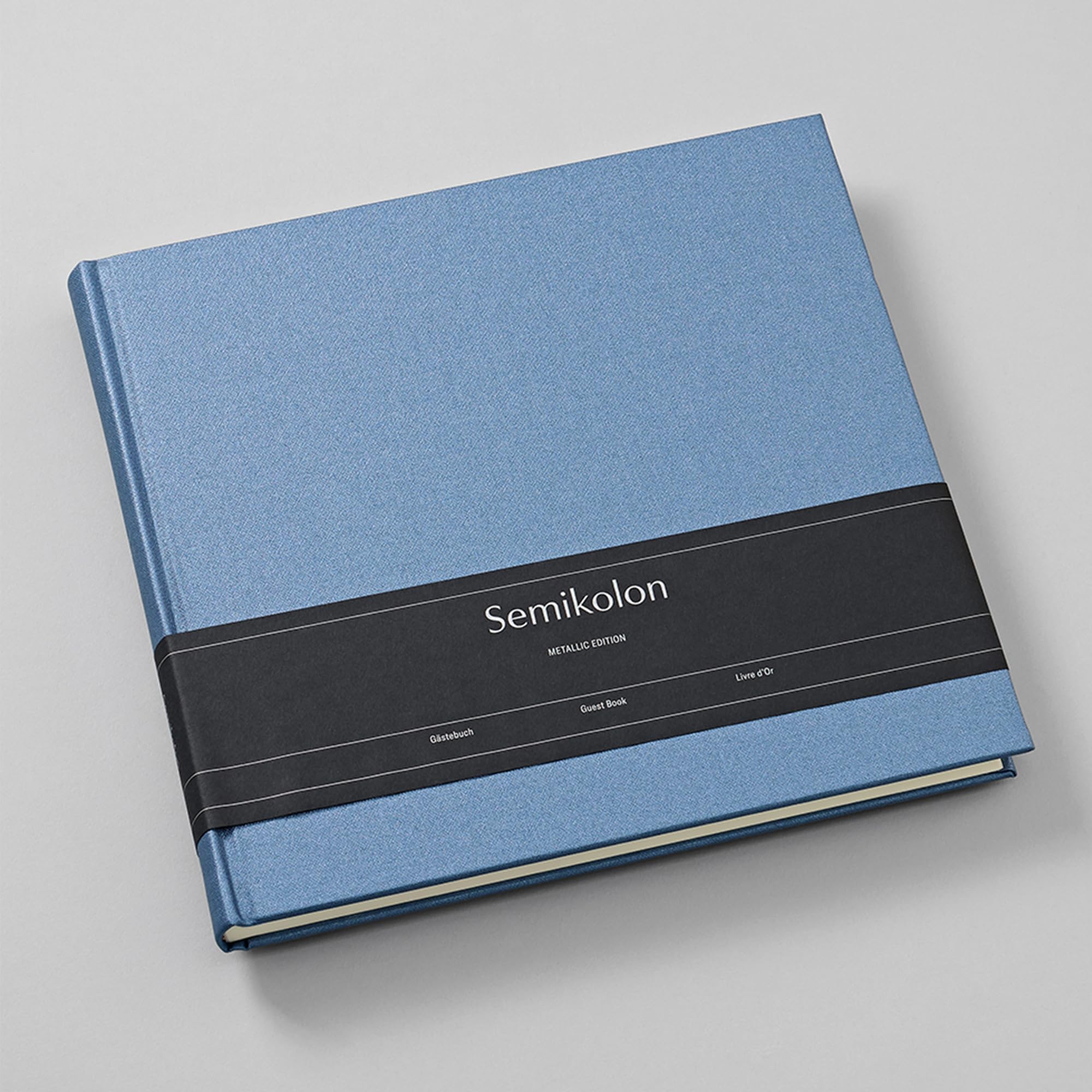 Semikolon 600086 Libro degli ospiti - 25 x 23 cm - con 180 pagine bianche da personalizzare, segnalibro - Edizione metallizzata Electric Midnight