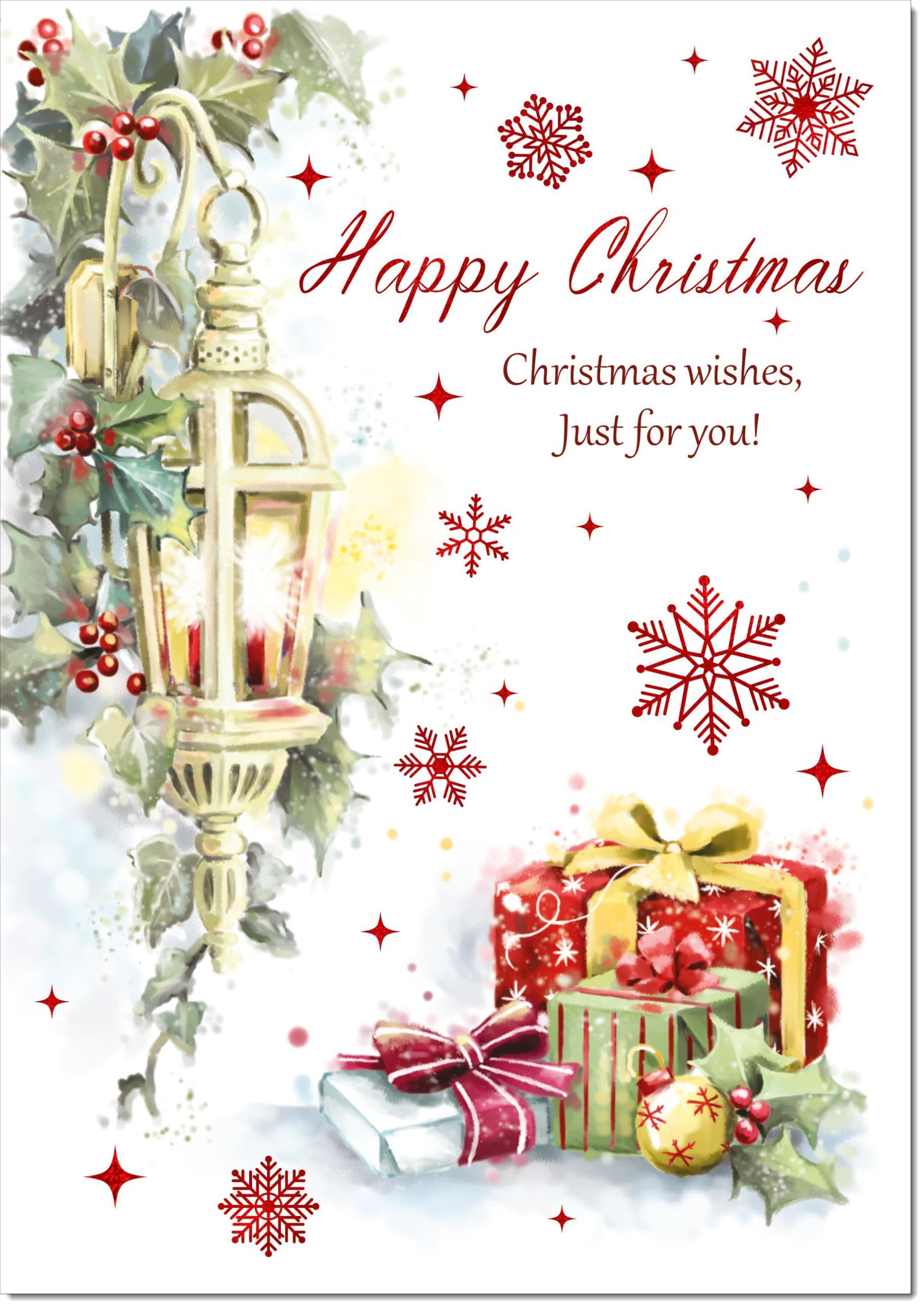 doodlecards Happy Christmas, Christmas Card Lamp and Parcels Large A4 Size Christmas Card with Plain Envelope โ image 1