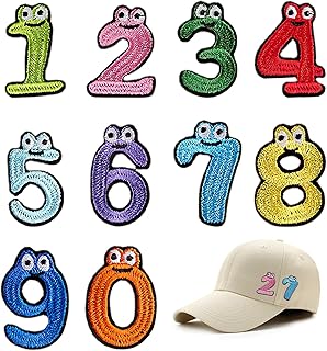 10 Pcs Number Patches, Embroidered Patches Numbers 0-9 Iron on Numbers for Clothes Dress Hat Jeans DIY Accessories Jacket Backpacks Hats Sew or Iron on